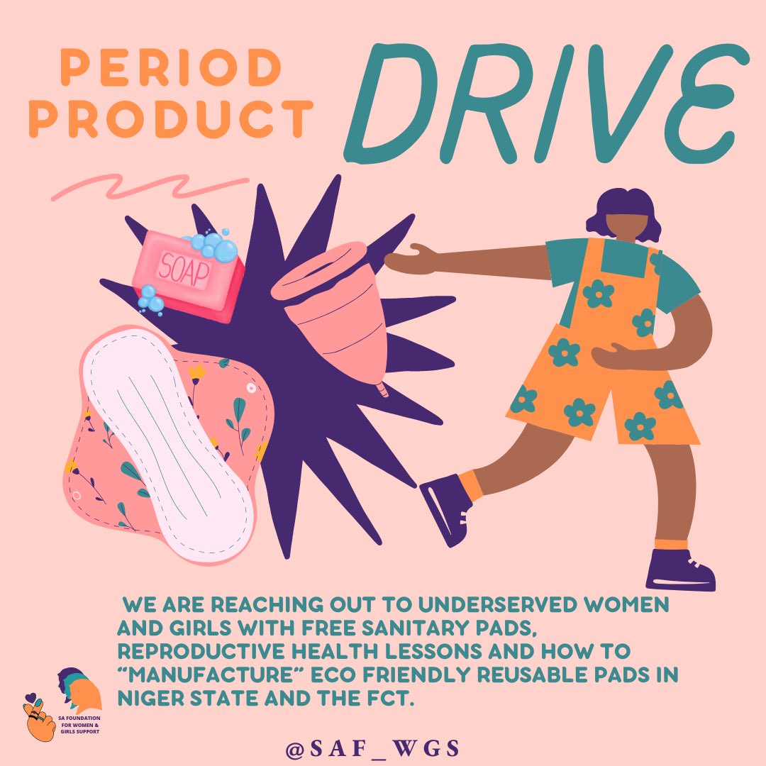 SAF_WGS's tweet photo. More than 800 million people menstruate daily. The world must act to end period poverty. 

#MHDay2022 #WeAreCommitted  #TogetherLetsEndPeriodPoverty
#Project3000Pads
#SafWgsAgainstPeriodPoverty
#LetsEndPeriodPoverty #TimeForAction
#SafWgsPadsForUnderservedWomenandGirls #inclusion https://t.co/U1X1AFmM2K