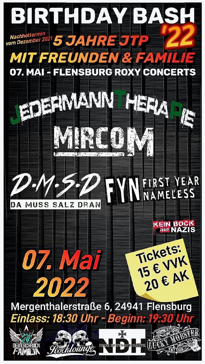 MircoM2020's tweet photo. Heute Abend im #Roxy #Flensburg !
#Rockkonzert #ndh #feierei #party https://t.co/uRIYzDMK9o