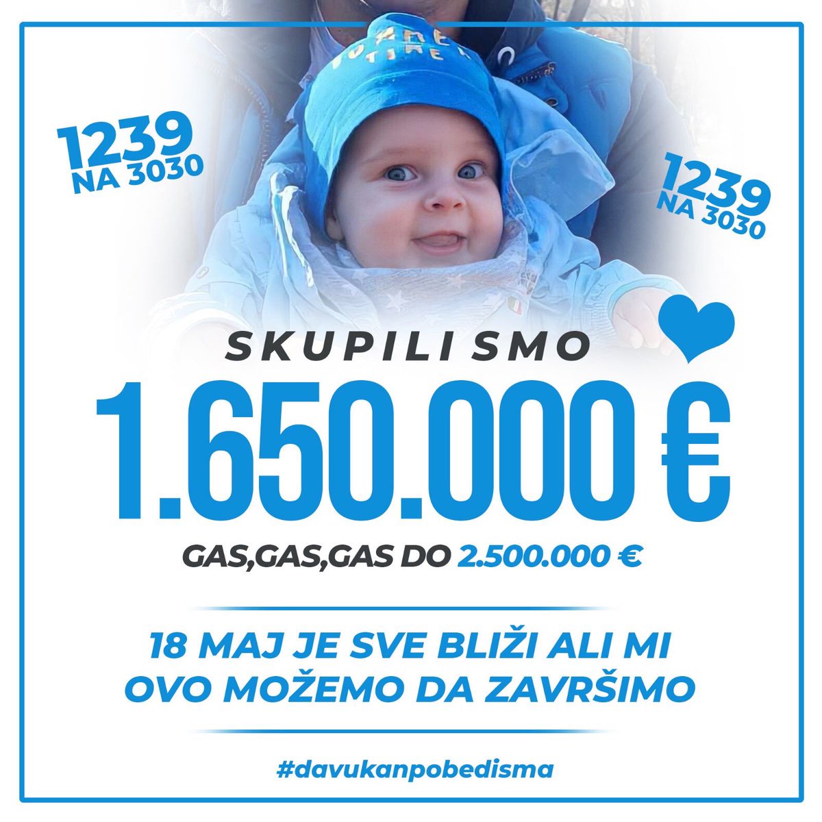 daivukanpobedi's tweet photo. Zahvaljujući vama, naša najbolja armijo, sakupili smo 1.650.000 €. I sami znate da na našu veliku žalost to nije dovoljan iznos, te moramo da se sada više nego ikad potrudimo! Mnogo smo vam zahvalni i verujemo da ćemo zajedno uspeti, jer je 18.maj blizu! 🙏🙏🙏 https://t.co/EidfKG8C5U