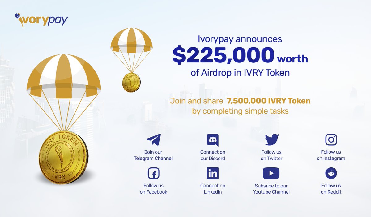 🎁Ivorypay Airdrop Campaign
🏆Each person earns up to  2450 IVRY (~$74)
👨‍👨‍👦‍👦Earn up to 45,000  IVRY (~$1,350) for the top 300 referrals.
Click here 👉t.me/IvorypayAirdro… to get started

#Ivorypay #IVRYToken #airdrop #giveaway