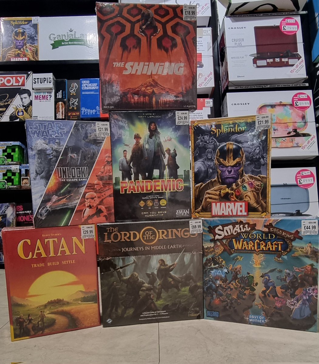 hmvBelfast's tweet photo. Bit bored this weekend???? Well we have just reduced the price of some fantastic board games! #hmv #popculture #games #boardgames #merch #Saturday #passtimes @GaryWil62648190 https://t.co/6gdpJD0lwh