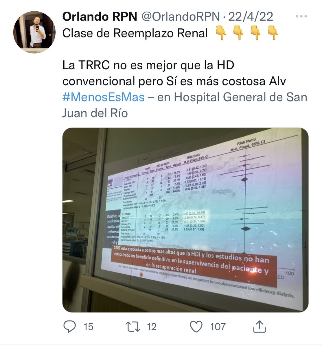 This tweet is ☝🏻 great example of not understanding basic concepts of #RRT in the ICU, it says “CRRT is not better than IHD, but it cost more fu… #LessIsMore” 1st #CRRT and #IHD modalities are not “all or none” approaches to the provision of #RRT.