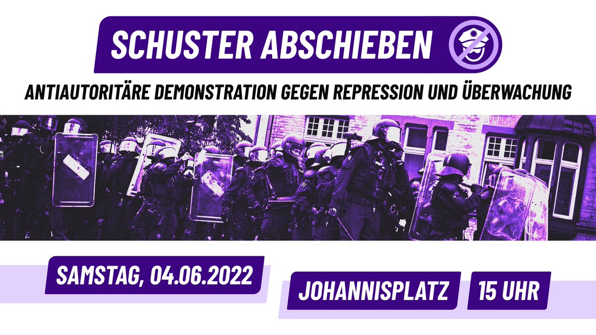 aktionantifale's tweet photo. Schuster abschieben! Antiautoritäre Demonstration gegen Repression und Überwachung
🗓 Samstag, 04. Juni 2022
🕒 15 Uhr
📍 Johannisplatz, Leipzig
https://t.co/19gpW5AedZ
#le0406 #leipzig #schusterabschieben https://t.co/wWHjcjNeEh
