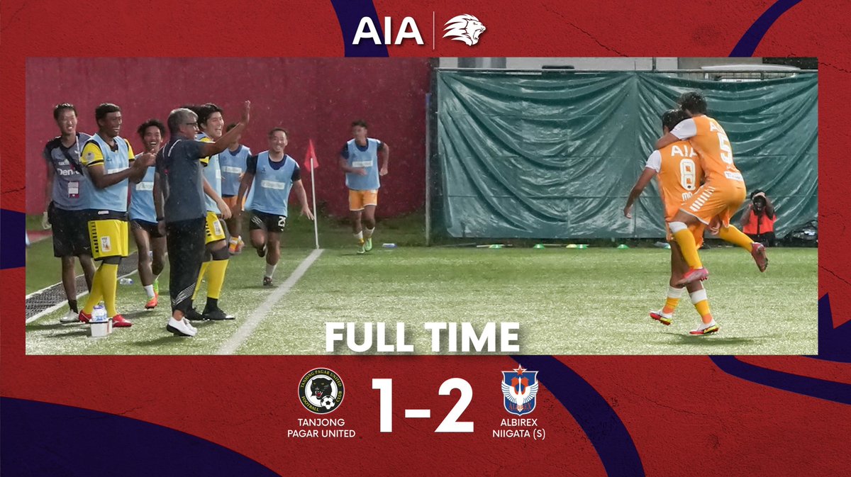 SGPremierLeague's tweet photo. FULL TIME Tanjong Pagar 1-2 Albirex #SPL
Albirex climb to second after a come-from-behind victory! π¦’οΈ #TPUALB https://t.co/Vi57C0nyiu