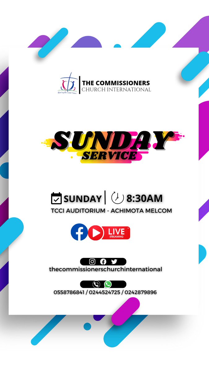 tcci_gh's tweet photo. Join us tomorrow  for our Sunday service. We will be glad to have you. 

#thecommissionerschurchinternational #onlinchurch #achimota #achimotaneoplan #ekubaezia #sociokonect      #WordOfGo https://t.co/VDLz7U5cZ8