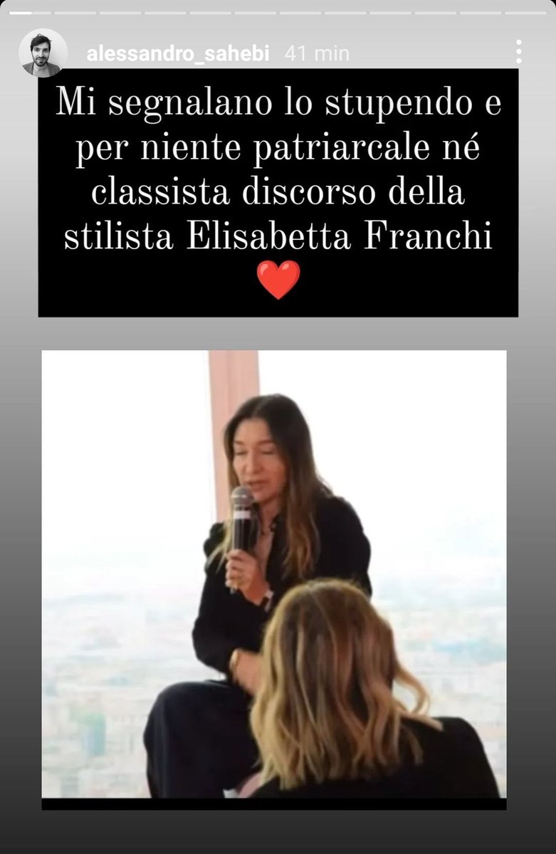 musicmugger's tweet photo. Non si sta parlando molto dell'aberrante intervista di Elisabetta Franchi che spiega di come lei non assuma donne giovani perché c'è pericolo che figlino (sacro dovere della femmina) e tante altre amenità che dire patriarcali è poco.
 
stories di Alessandro Sahebi e Valeria Fonte https://t.co/TldLc3ArFs