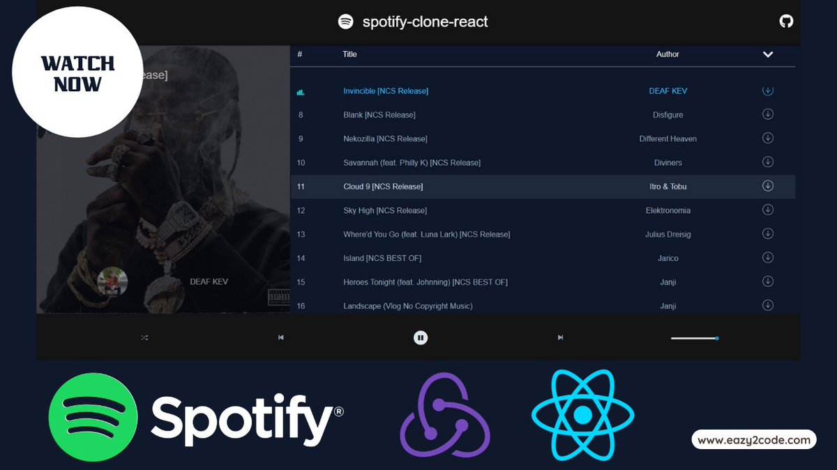 eazy2code's tweet photo. Build Full Stack Spotify Clone with React and Redux https://t.co/Tqpet4YwVO