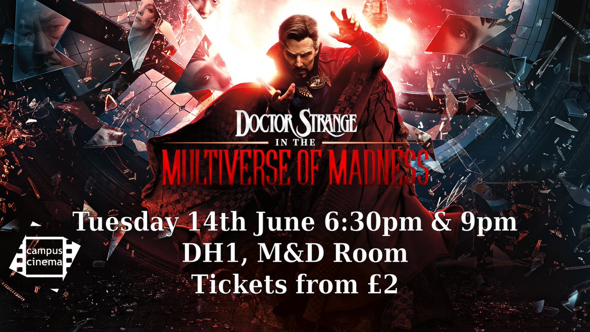 CampusCinema's tweet photo. In the wake of 'Spider-Man: Now Way Home', Doctor
Stephen Strange is faced with new adversaries from
the ever-looming multiverse.

Tickets are available to book on our Student's Guild site:
https://t.co/rtuqO9JWIj https://t.co/ZWDDog5khj
