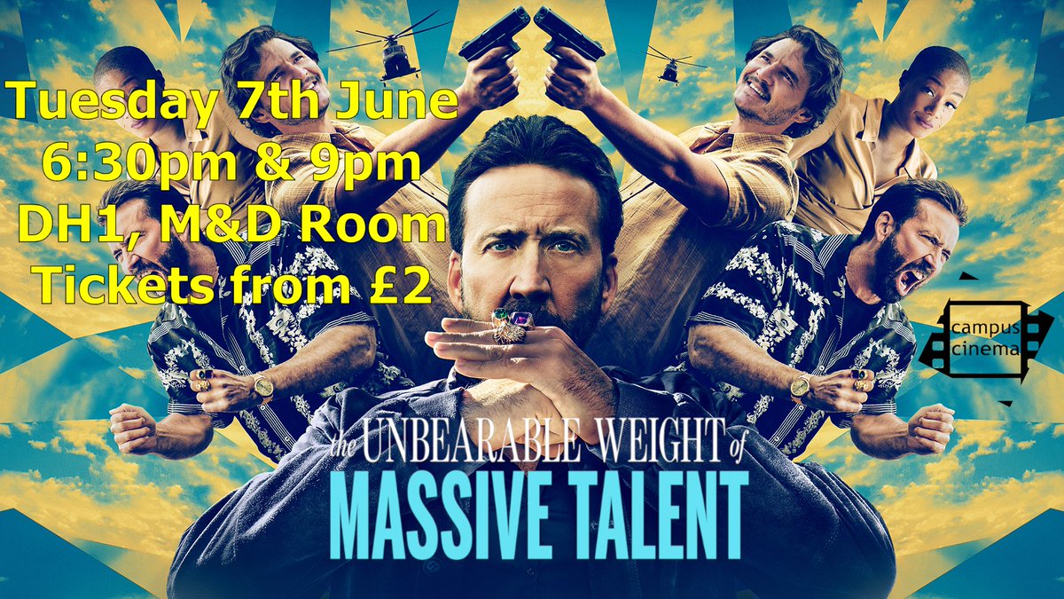 CampusCinema's tweet photo. What's better than a Nicolas Cage movie? How about
one where he stars as himself! Get ready for a meta-comedy with high-octane thrills
and beloved call-backs to Nick Cage lore.

Tickets are available to book on our Student's Guild site:
https://t.co/rtuqO9JWIj https://t.co/cHxo8XbqBT