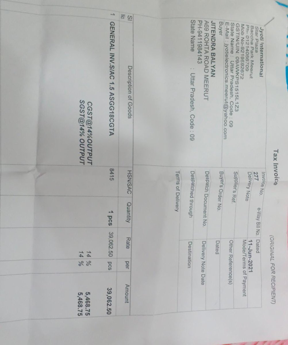 News1IndiaTweet's tweet photo. #Breaking Yet Again Service Scam from @ogeneral_ng AC not working since consumer bought this and No service given at all @myvoltas do not go for #OGeneralAc at all pathetic Service. https://t.co/rpw42tBvMZ