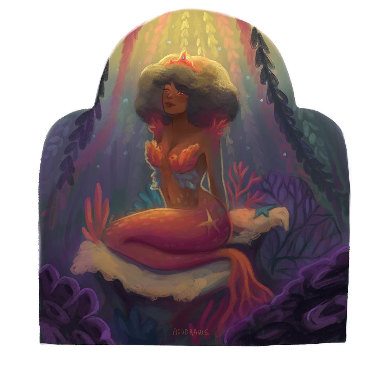 Agodraws's tweet photo. Next #mermay2022 word was coral 💚 So I drew a beautiful coral queen enjoying her coral garden! #art #drawing #mermaid https://t.co/Jvd9N7sGP9