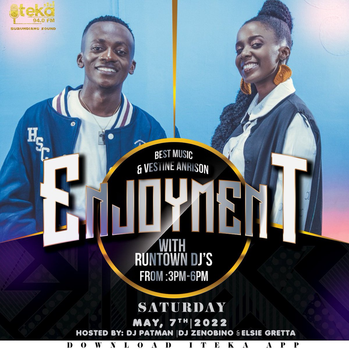 Today saturday Enjoyement with Runtown Deejays on ITEKA FM 94.0MHZ... Don't miss out the show