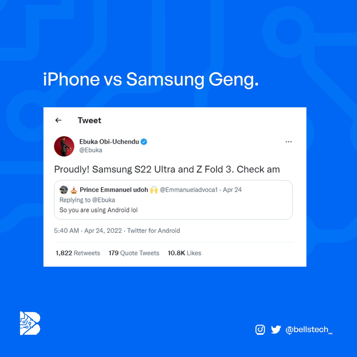 bellstech's tweet photo. Rep your team!

Are you Team iPhone or Team Samsung?

#Bellstech #EnhancingDigitalLife #androidphones #applephones #iPhone #samsung https://t.co/bVCOoDTa2R