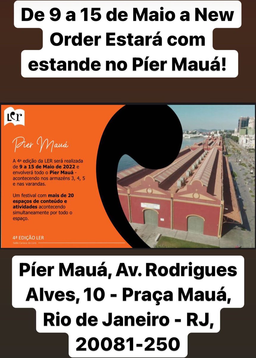 EditoraNewOrder's tweet photo. Faça parte você também e não perca nosso grande reencontro, de 9 a 15 de maio, no Píer Mauá. Está imperdível! #vempraLER #amoLER #FestivaldoLeitor #EncontrodoEducador #LER2022
#NewOrderEditora https://t.co/iu5MYRGWRr