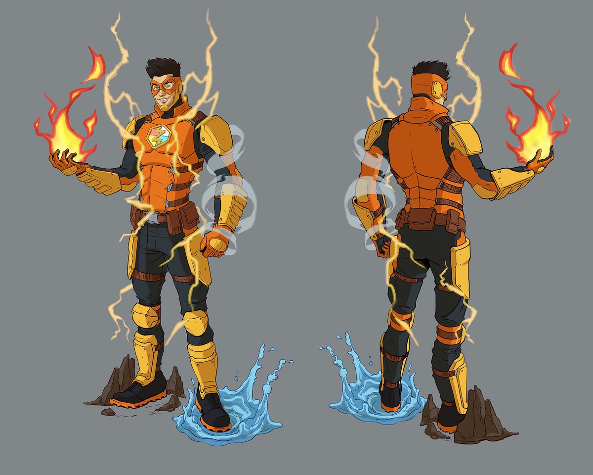 #Zentreontheelementalhero concept art is pretty much done! After this, I will be releasing and working on the Zentreon: Year One official comic book cover! Will be on a break from twitter and social media from May 9th to May 27th. Only contact me on discord please.