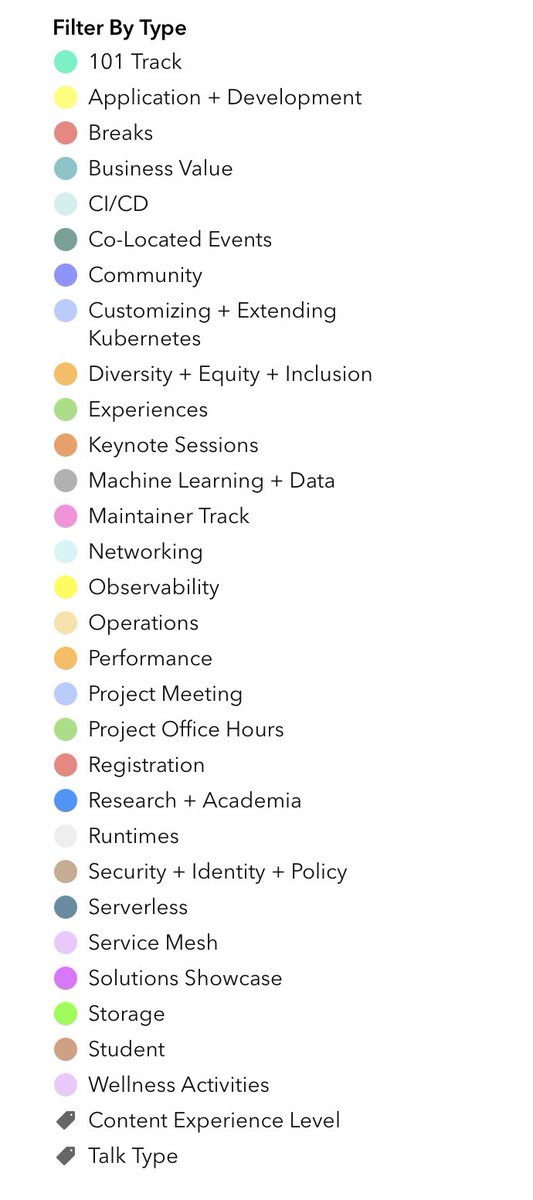 No idea what the <a href="/CloudNativeFdn/">CNCF</a> <a href="/KubeCon_/">Kubecon_</a> session colours mean? Here’s something that will help you select sessions. #kubernetes