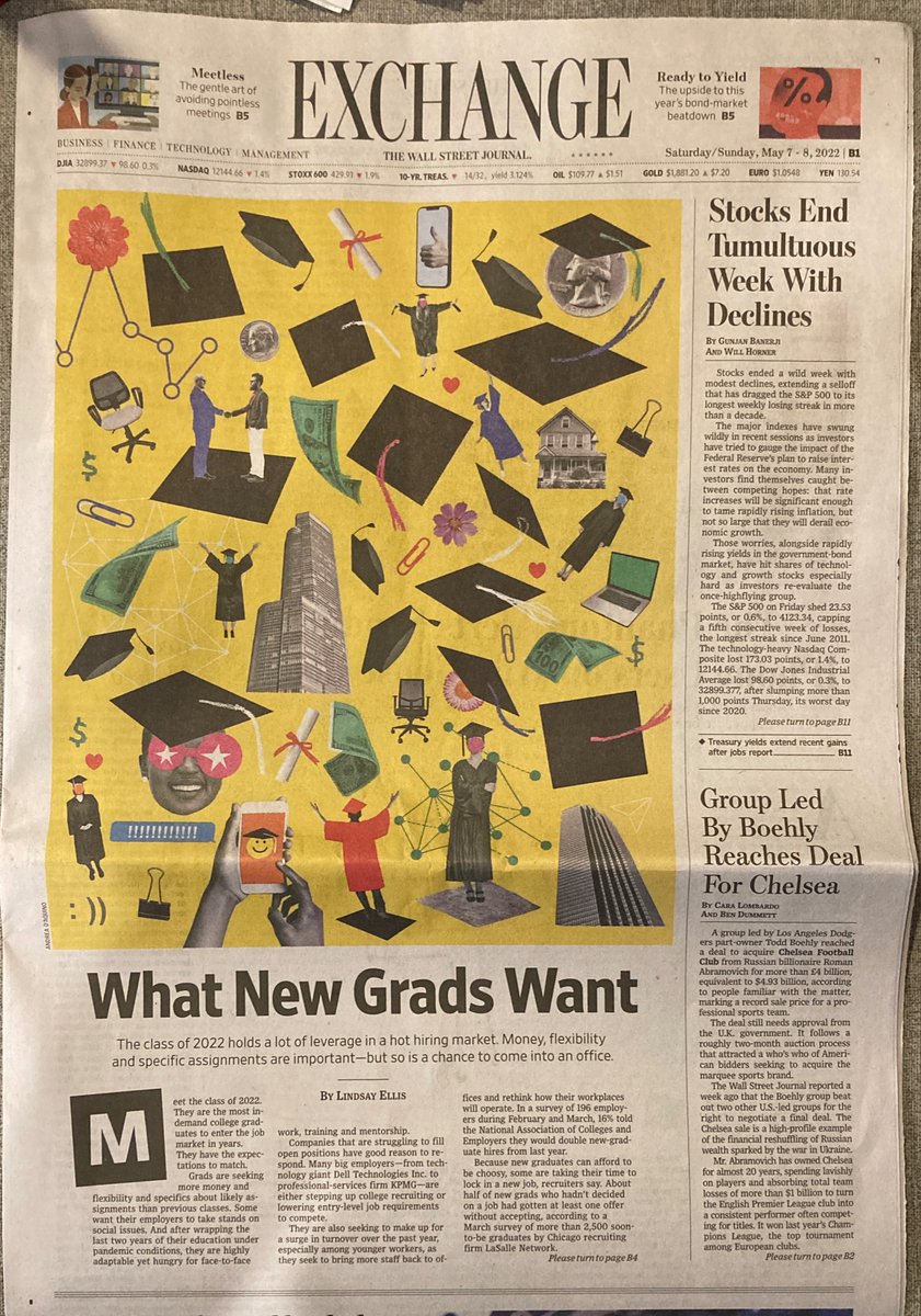lindsayaellis's tweet photo. Class of 2022, welcome to the workforce. Companies are trying to recruit them by raising pay, sharing specific work responsibilities — and even planting trees. 

Today's @WSJ Exchange cover: https://t.co/fgAcquYMzI https://t.co/739d94eh0Y