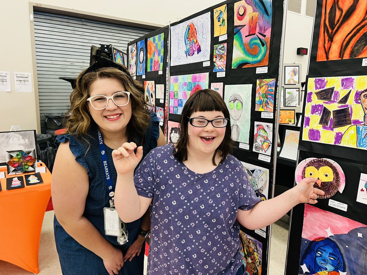KollerTX's tweet photo. Thank you Ms. Sedlack and Mr. Ballantyne for supporting our @DanielsonMiddle artist! #InclusionMatters #LiveSDMS @LeanderISD Art Show 2022 https://t.co/Ks2QbSUfgH