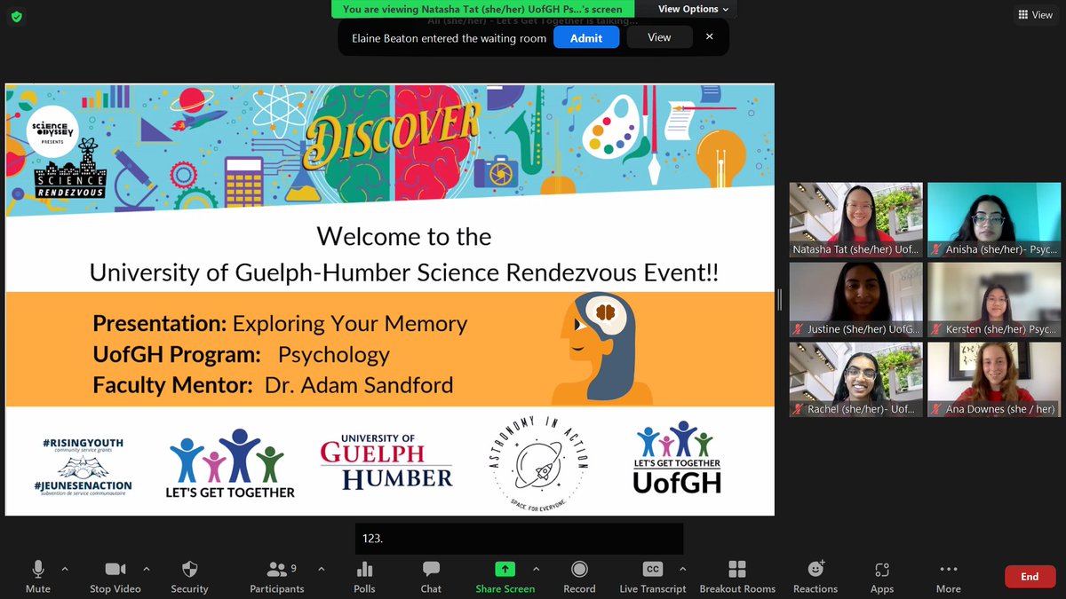 Join us now for "Explore Your Memory" &amp; learn some great techniques to keep your memory strong.  Now playing some short term memory games!! 👍👍
Join us guelphhumber.ca/science-rendez…