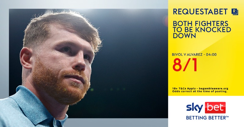 RequestABet's tweet photo. 🥊 Bivol v Alavarez 

💫 The pair have combined for 50 KO's in 76 career fights and know how to daze their opponents

⬇️ We have a range of #RequestABets on site.