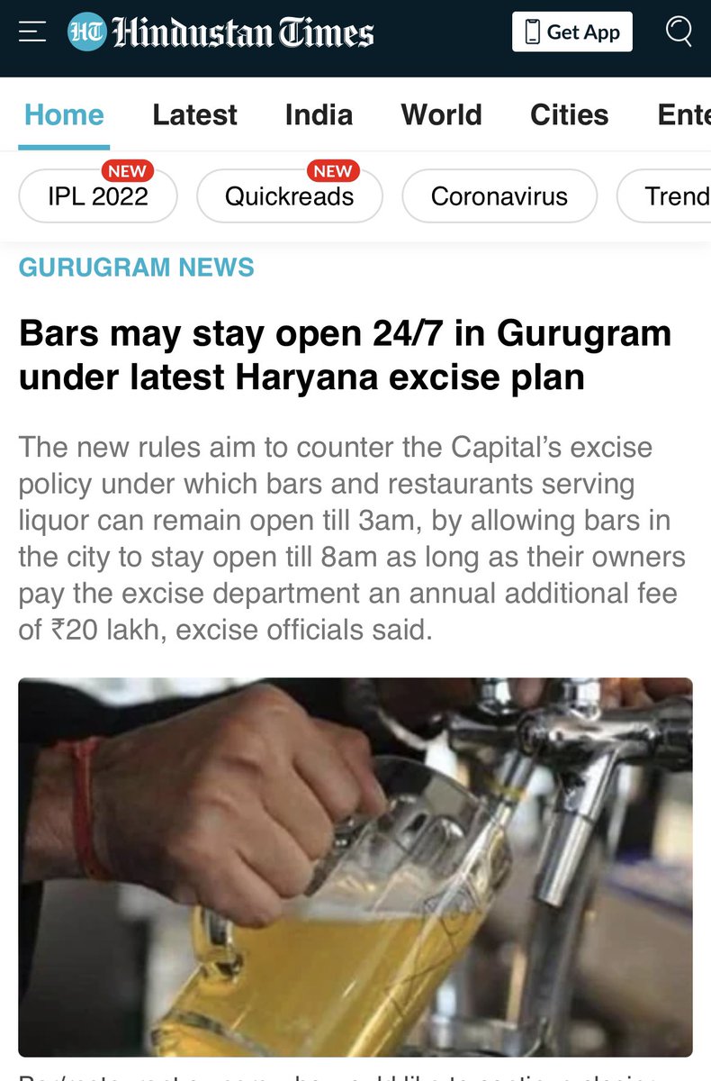 Massive news #Gurgaon Bars to go 24x7 . Congrats <a href="/rahulbeer/">Rahul Singh</a> and #BeerCafe