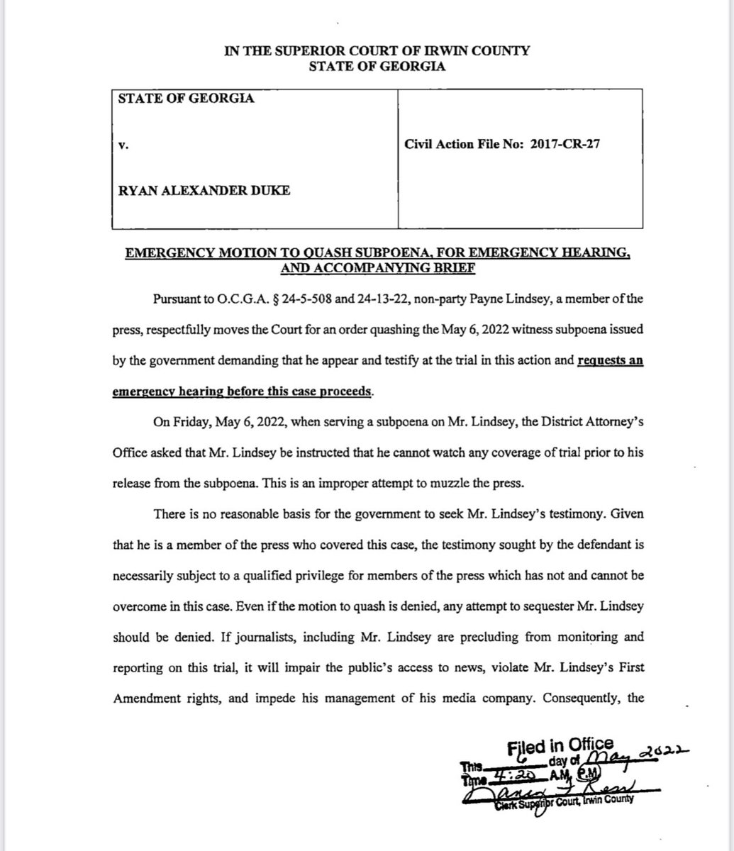 paynelindsey's tweet photo. Yesterday I was subpoenaed by the prosecution and reminded that I’m not allowed to “watch” any media coverage of the trial. We feel this is merely an attempt to muzzle the podcast. I am more than happy to testify if truly needed, but will not be silenced from covering this trial. https://t.co/EbaaFUONmD