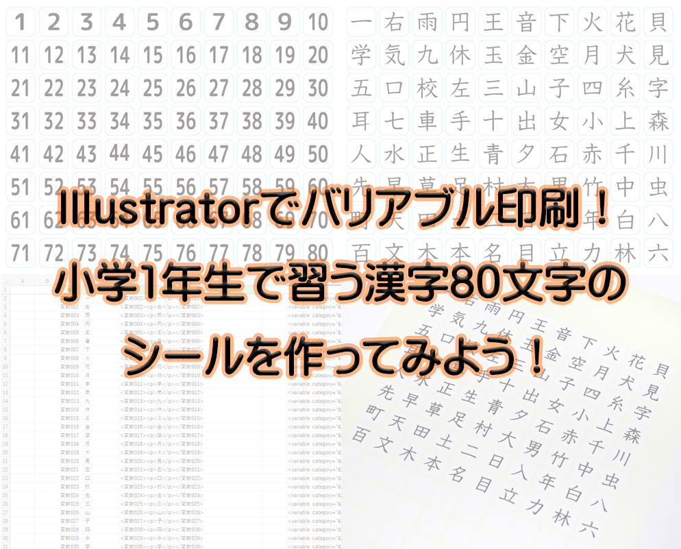 OneDimension_jp's tweet photo. Illustratorでバリアブル印刷!
小学1年生で習う漢字80文字のシールを作ってみました!
小1の息子に渡して、覚えたらどこかに貼っていってもらいましょうか!最後までやってくれるかな
#北海道 #札幌 #Illustrator #漢字 #シール #小学1年生で習う漢字 #OneDimension #ワンディメンション https://t.co/77X0yA4yVl