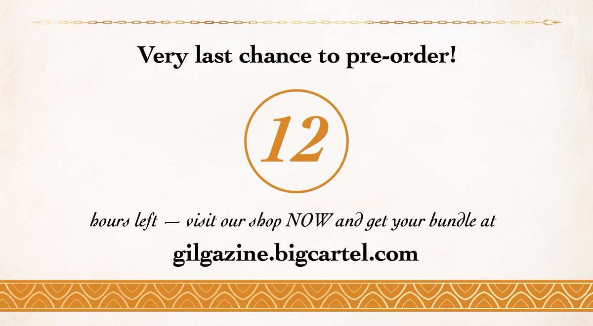 gilgazine_'s tweet photo. [SHOP: https://t.co/DFBAZwV1z7]
[RT=💛] 
-
Preorders are about to close! But there is still some time left! Don’t miss out on the last opportunity to obtain your own copy of the zine!
-
#fgo    #Fatezero    #FateGO #FateGrandOrder #fategoUSA #zine #openzine #fate #FateStayNight https://t.co/nFPQ6RZbko