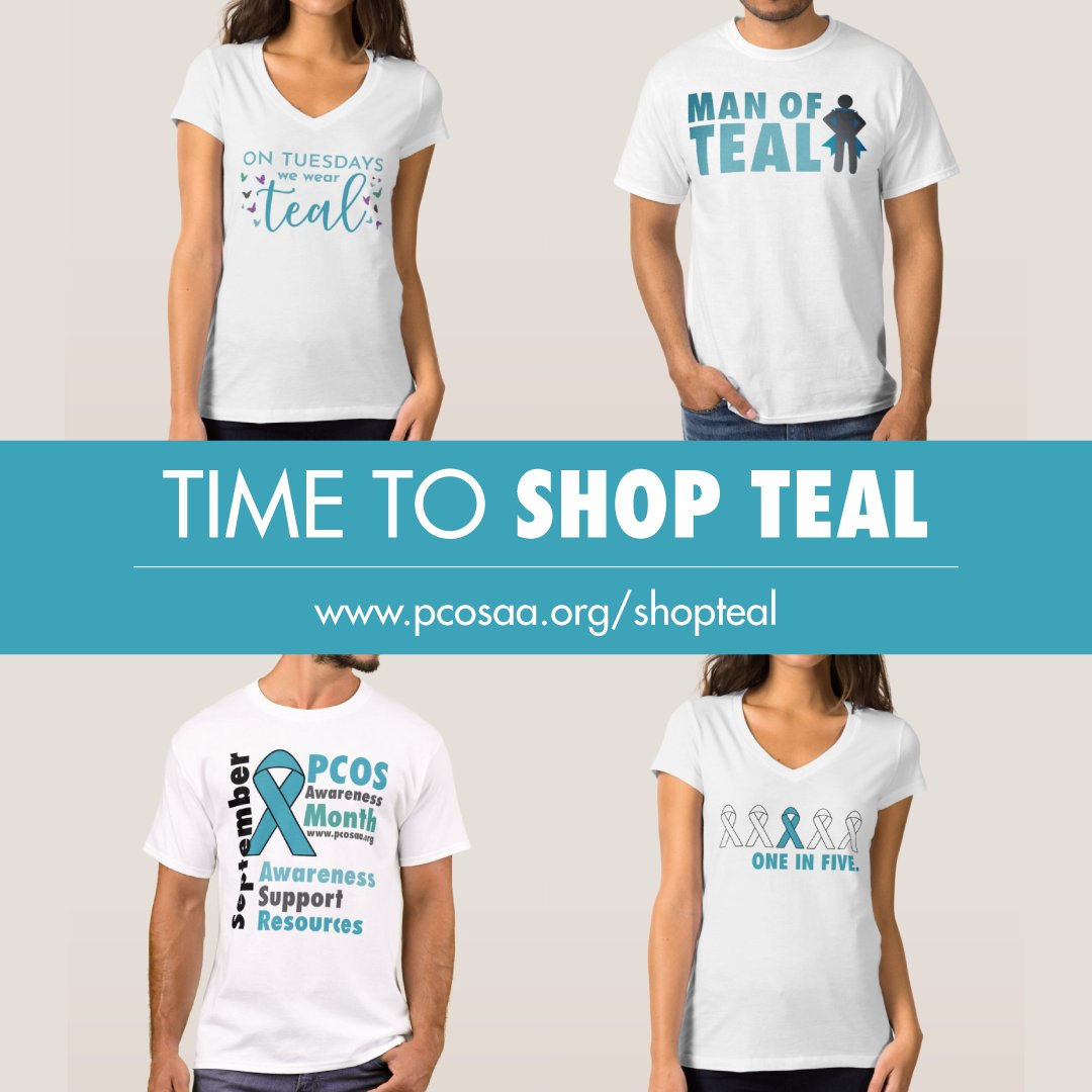 PCOSAA's tweet photo. Get your #pcoswag NOW! Shop Teal #pcoss #pcosaa #polycysticovariansyndrome #polycysticovarysyndrome #pcossupport #pcoshealth #pcosinformation #pcosresources #pcosresearch #aboutpcosaa #sharesaturday #saturdayvibes https://t.co/eRB39ckfgs