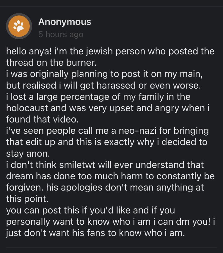 SAlLOR_ANYA's tweet photo. statement from the jewish person who made the thread (i have verified that it is them) https://t.co/Ar99uAHsi9