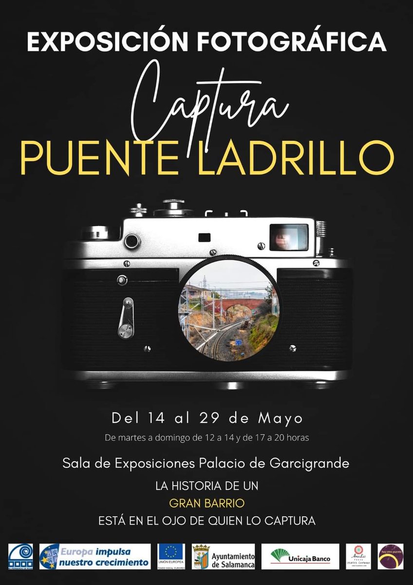 SalamancaBlog's tweet photo. 📸Exposición fotográfica
Captura Puente Ladrillo
La historia de un gran barrio

🗓️ Del 14 al 29 de mayo
➡️ Palacio de Garcigrande 
@PorPuente https://t.co/j9ryiR6wOw