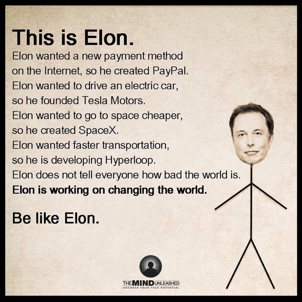 AnimaOnTwit's tweet photo. Love this! Be like Elon @elonmusk ❤ https://t.co/akqjfvkgZY