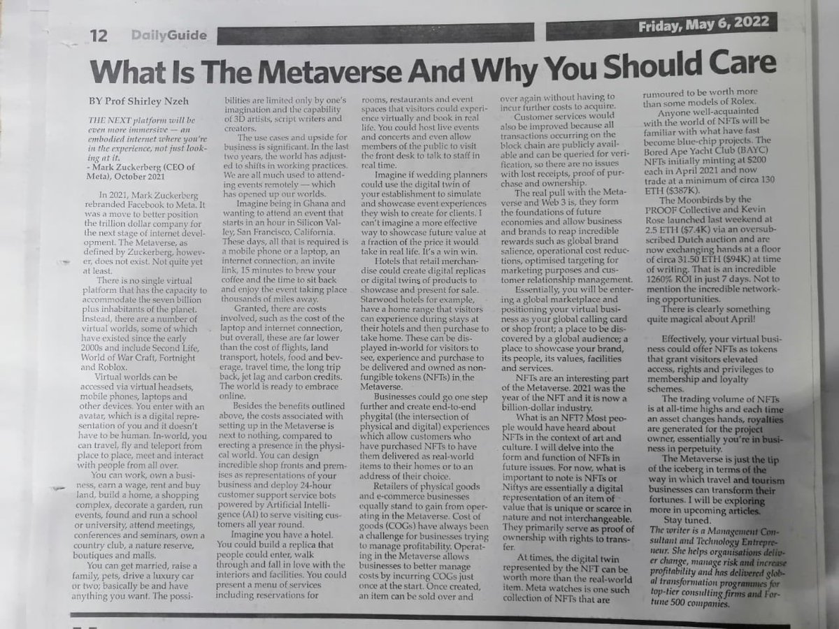 ShirleyNzeh's tweet photo. Just looking back at how insane the last two weeks have been. Did the #GlobalDeFiConference with the awesome @TechCircus_ and got published in some pretty cool publications for my thoughts on #Web3 #NFTs and #TheMetaverse. Happy to keep sharing #JournoRequest #JournoRequests https://t.co/wfQeM5HJfq
