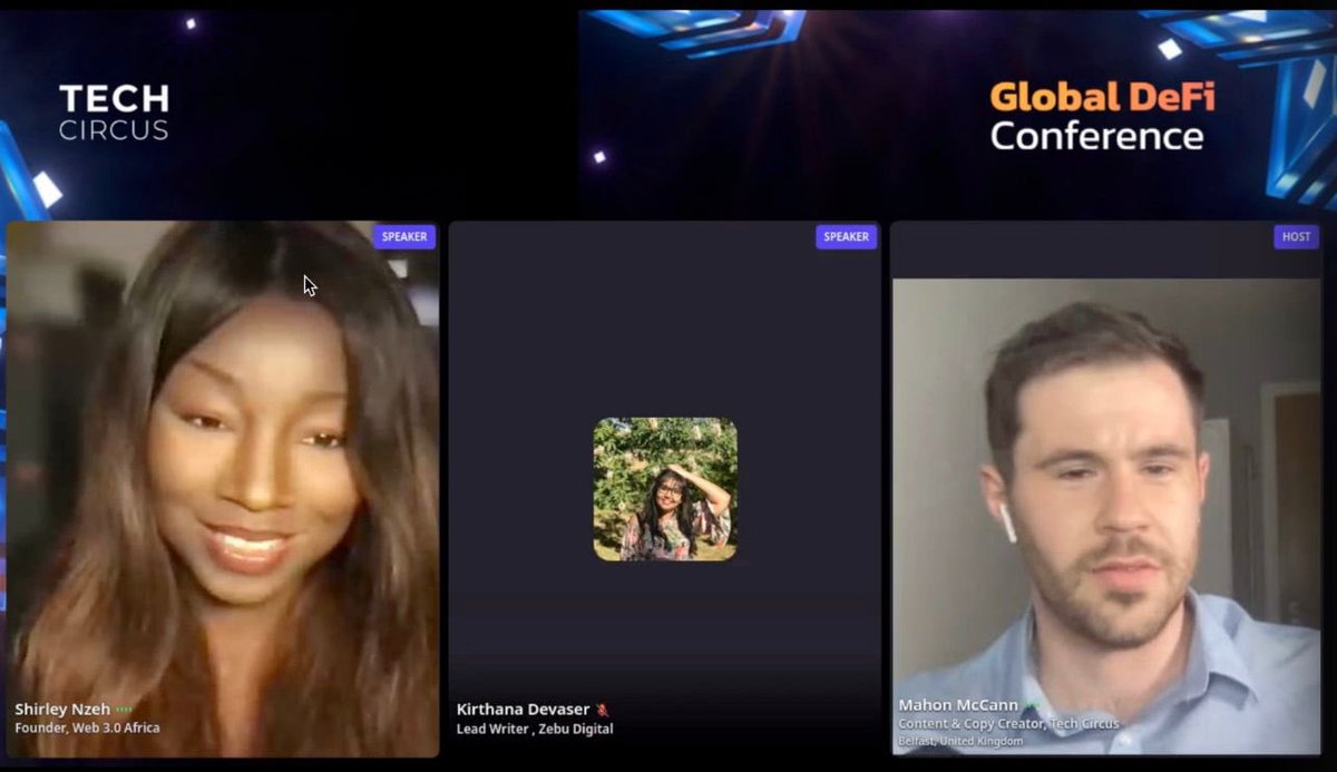 ShirleyNzeh's tweet photo. Just looking back at how insane the last two weeks have been. Did the #GlobalDeFiConference with the awesome @TechCircus_ and got published in some pretty cool publications for my thoughts on #Web3 #NFTs and #TheMetaverse. Happy to keep sharing #JournoRequest #JournoRequests https://t.co/wfQeM5HJfq