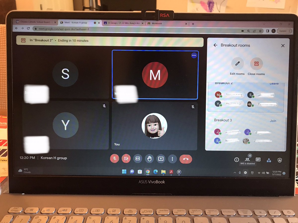 2_korean's tweet photo. 2021-2022 Korean class 
9:00-10:40 Compared Korean Parents' Day and Canadian Mother's Day
10:40-10:55 Break time
10:55-12:30 We create breakout rooms, and each team selects a region based on the climate to be investigated. 
@MarianneKayed @OCSBContEd 
#OCSBILP #Korean https://t.co/HRGooTsK5b