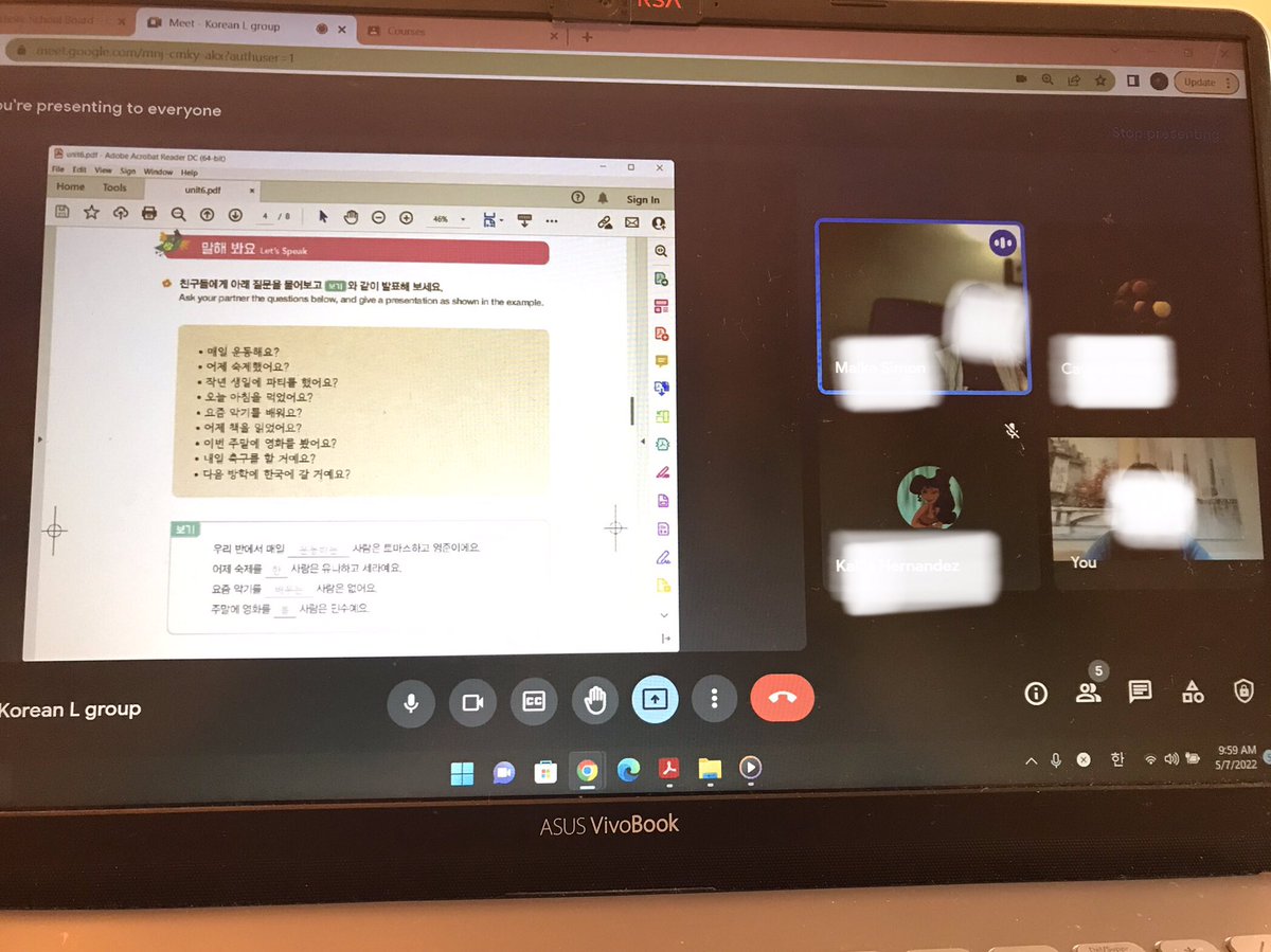 2_korean's tweet photo. 2021-2022 Korean class 
9:00-10:40 Compared Korean Parents' Day and Canadian Mother's Day
10:40-10:55 Break time
10:55-12:30 We create breakout rooms, and each team selects a region based on the climate to be investigated. 
@MarianneKayed @OCSBContEd 
#OCSBILP #Korean https://t.co/HRGooTsK5b