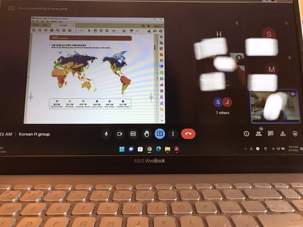 2_korean's tweet photo. 2021-2022 Korean class 
9:00-10:40 Compared Korean Parents' Day and Canadian Mother's Day
10:40-10:55 Break time
10:55-12:30 We create breakout rooms, and each team selects a region based on the climate to be investigated. 
@MarianneKayed @OCSBContEd 
#OCSBILP #Korean https://t.co/HRGooTsK5b