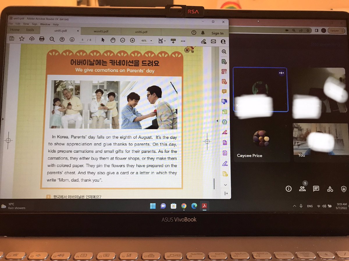 2_korean's tweet photo. 2021-2022 Korean class 
9:00-10:40 Compared Korean Parents' Day and Canadian Mother's Day
10:40-10:55 Break time
10:55-12:30 We create breakout rooms, and each team selects a region based on the climate to be investigated. 
@MarianneKayed @OCSBContEd 
#OCSBILP #Korean https://t.co/HRGooTsK5b