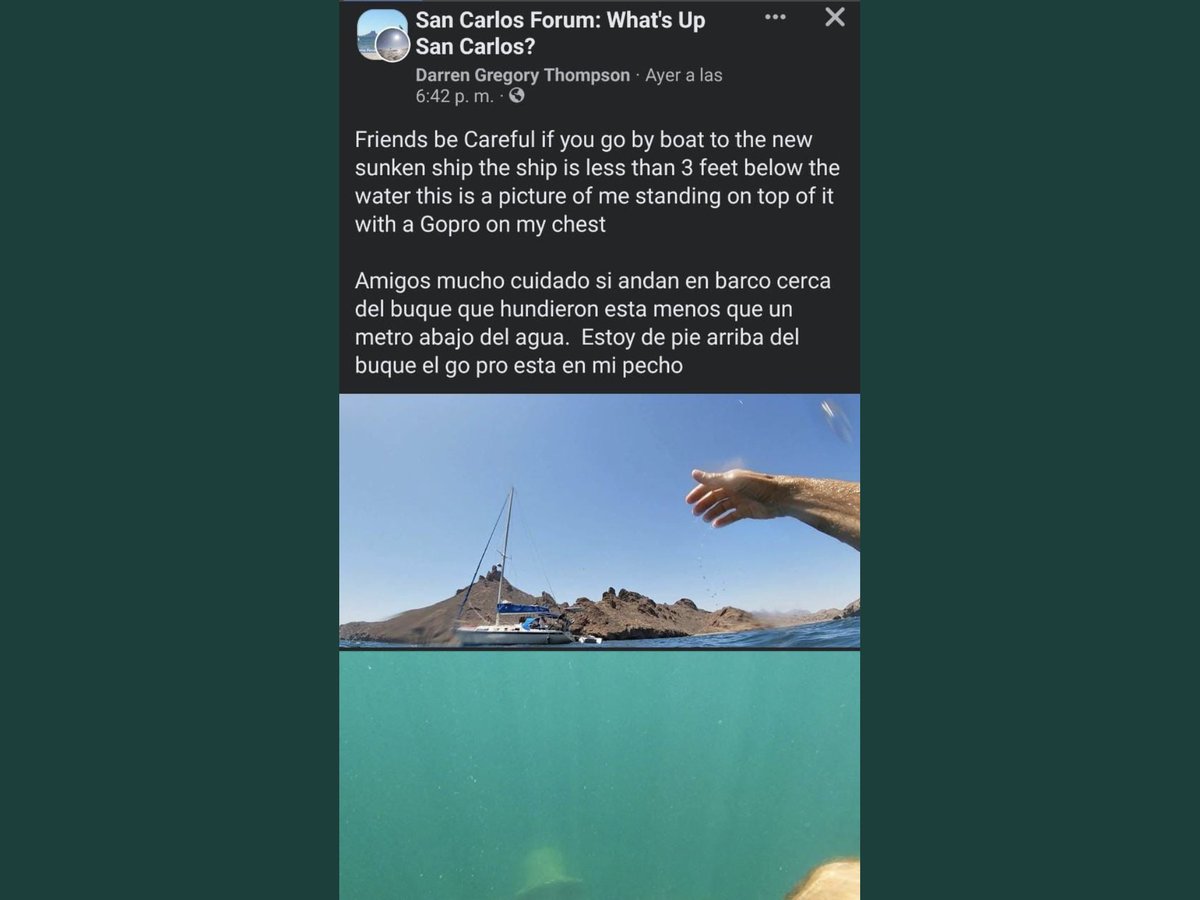VictorMendozaL's tweet photo. ¡A caray! Qué peligroso para embarcaciones o motos acuáticas. 
Creo que deberán poner algunas boyas para alertar a turistas antes de que suceda algún accidente. https://t.co/OKLx7Y1iy6