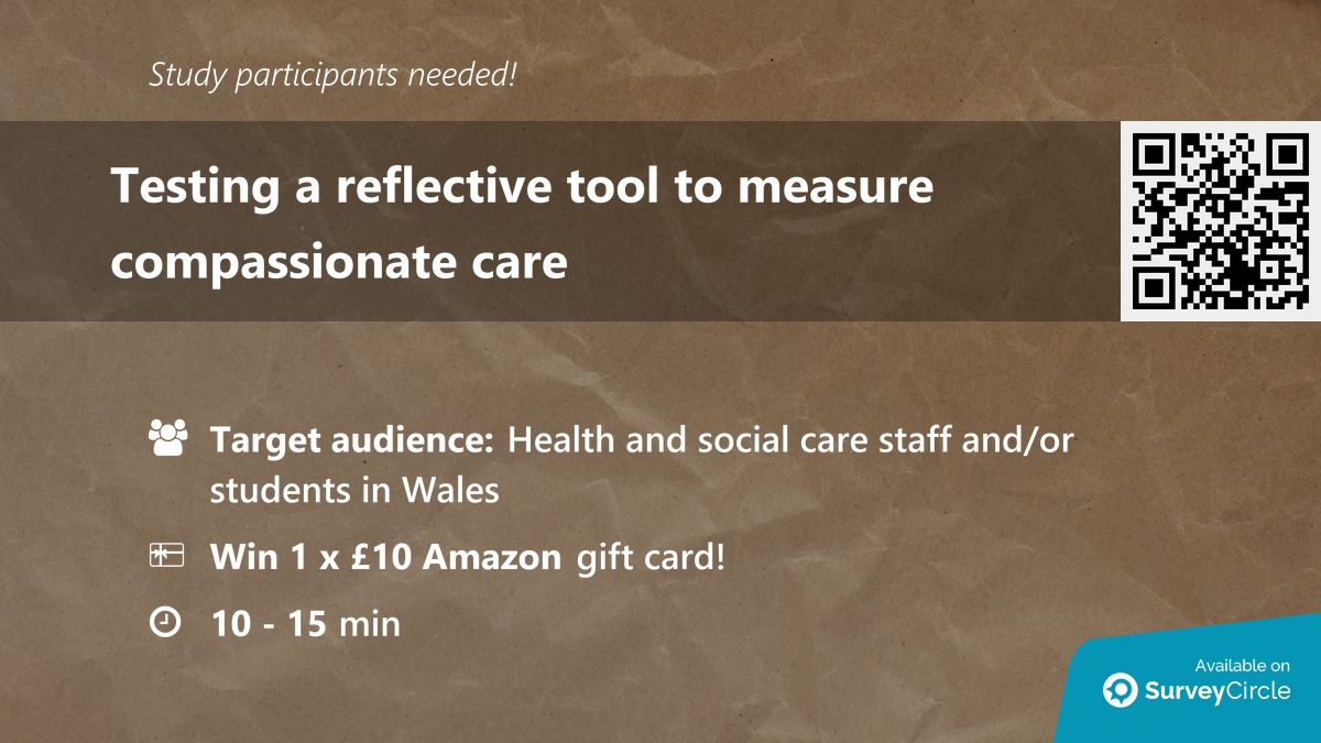 daily_research's tweet image. Participants needed for online survey!
Topic: "Testing a reflective tool to measure compassionate care" surveycircle.com/9PP79L/ via @SurveyCircle
#CompassionateCare #ToolDevelopment #HealthCare #SocialCare #research #study #survey #surveycircle