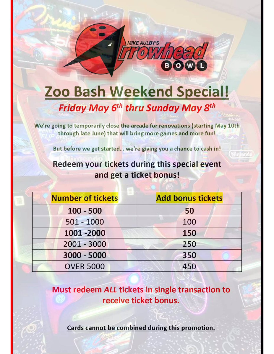 ArrowheadBowl's tweet photo. It’s day 2 of our Zoo Bash! https://t.co/74BIDxbBE4