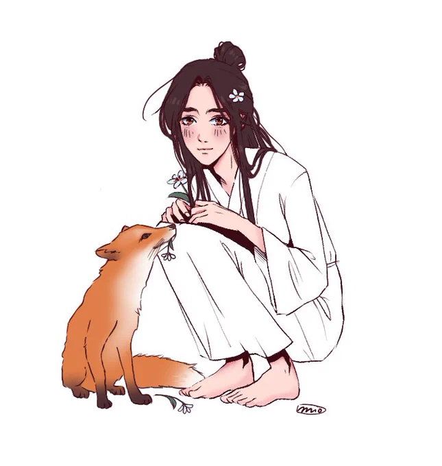 I made a quick sketch of 🦊🌼 and his dianxia 