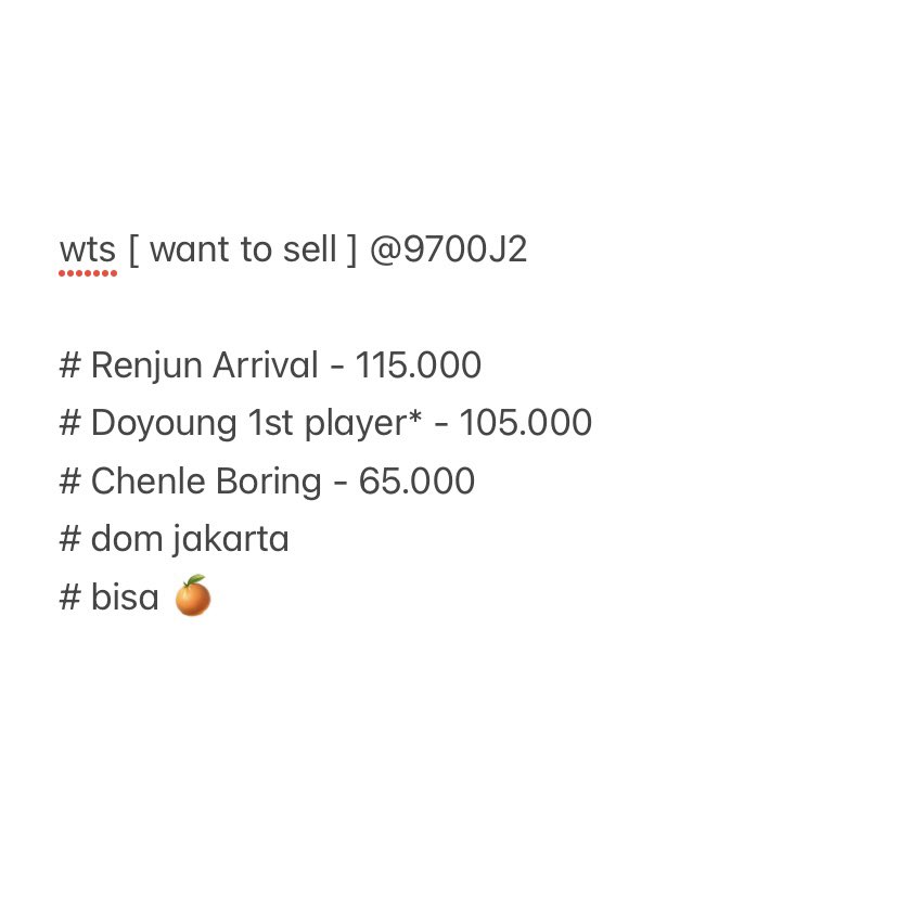 9700J2's tweet photo. wts [ want to sell ]

Renjun Arrival
Doyoung 1st player ( slight damage )
Chenle Boring

tags wts renjun doyoung chenle https://t.co/XJsfKCwOdj