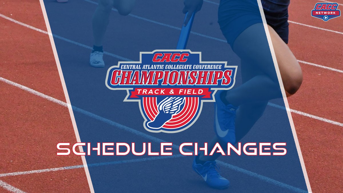 Schedule Changes for this Weekend's #CACC T&amp;F Championships
Story: cacc.prestosports.com/sports/track/2…

<a href="/Go_BCBears/">Montclair_BCBears</a> <a href="/CaldwellCougars/">Caldwell Athletics</a> <a href="/CHCAthletics/">Chestnut Hill College Athletics</a> @ChargersofDC <a href="/FelicianUSports/">Felician Athletics</a> <a href="/GCULions/">Georgian Court University Lions</a> <a href="/GBCLightning/">GBC Athletics</a> <a href="/GoHFUTigers/">Holy Family Tigers</a> <a href="/JeffersonRams/">Jefferson Rams 🐏</a> @NyackWarriors <a href="/GoPostEagles/">GoPostEagles</a> <a href="/USciencesDevils/">Devils Athletics</a> <a href="/WilmUAthletics/">Wilmington Wildcats</a>