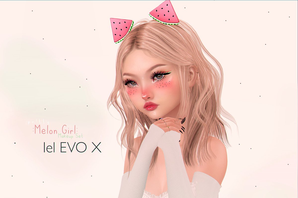 KawaiiFeedSL's tweet photo. pr!tty: Melon Girl Makeup Set &amp; Headband〡Saturday Sale @ Mainstore〡Taxi: https://t.co/lF9O8InOA6
#secondlife #metaverse #prtty #saturdaysale #kawaiifeed https://t.co/vqW9khrt2V