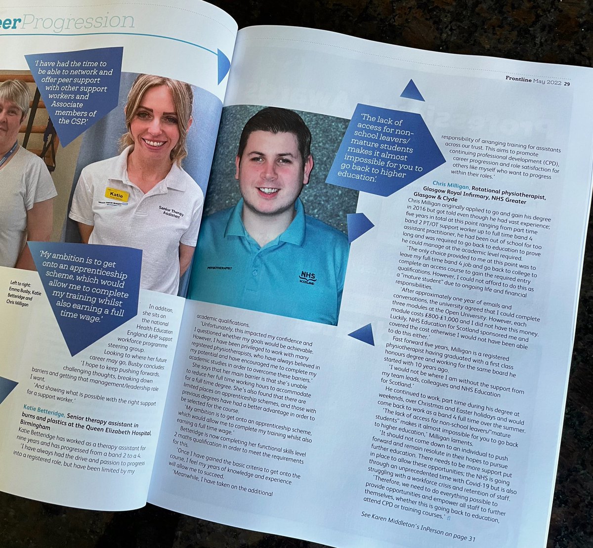 Well done @KatieBetteridg6. Great to see you in @thecsp magazine & lovely to read your journey (so far!)….inspirational 👍👍 @qehbham @claremhassan @JulieHu63617151