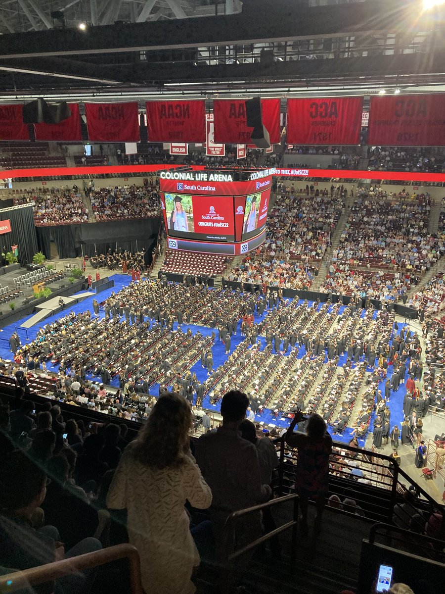 Somewhere in this mass of humanity is our son, Peter, who’s graduating South Carolina today. Very proud