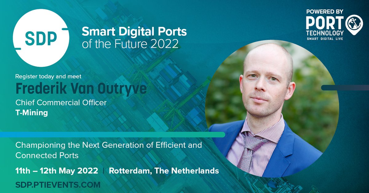 Hear from speaker Frederik Van Outryve, Chief Commercial Officer at <a href="/TminingBC/">T-Mining</a> at #SDP2022

Frederik will be on the panel for a discussion with Q&amp;A on Blockchain Technology: Smart Ports as Part of an Optimised Global Supply chain.

Find out more here 👇
bit.ly/3ntSYWA