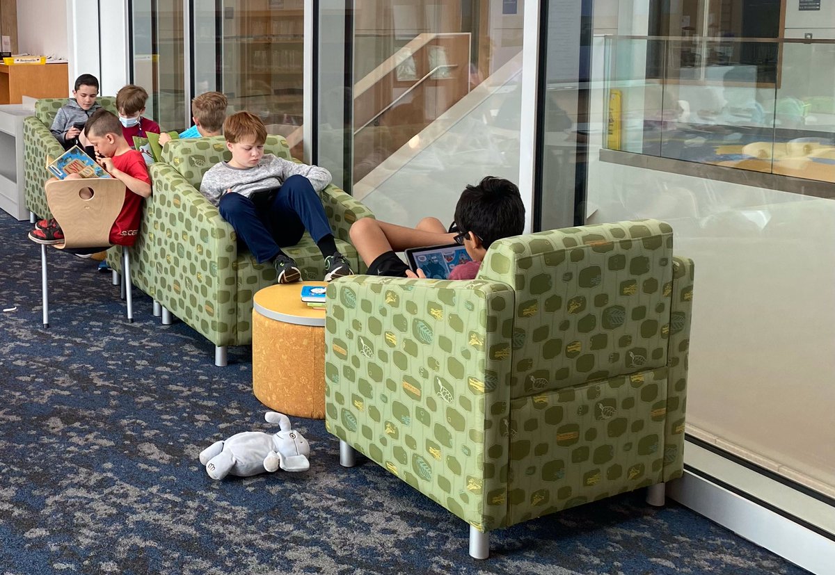 FalesPrincipal's tweet photo. A comfortable morning of reading in the library.💙🦔 #Fales https://t.co/MekiYGqNee