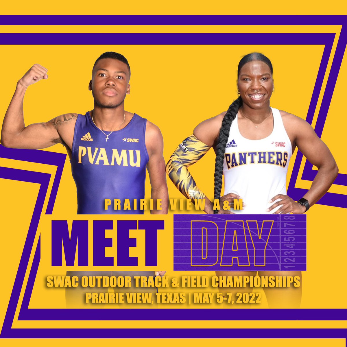 PVAMUPanthersTF's tweet photo. ๐๐๐๐ฉ ๐ฟ๐๐ฎ: FINALS ๐คฉ
๐๐พโโ๏ธ | SWAC Championships
๐ | Prairie View, Texas
๐ | PVAMU Track Complex
๐๏ธ | Saturday, 8:00 a.m.
๐ | https://t.co/oTgG1pZIpn
#Pvamutf ๐จ https://t.co/mgxKw0zRwQ